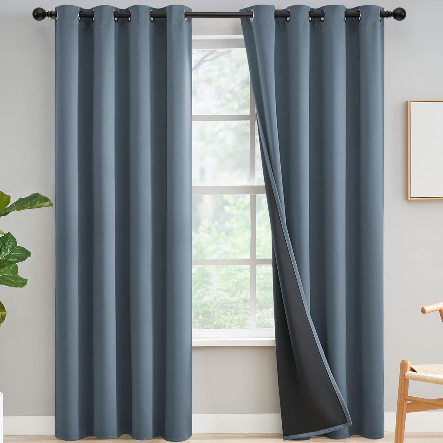 Yakamok 100% Blackout Curtains for Bedroom - Light Blocking Drapes