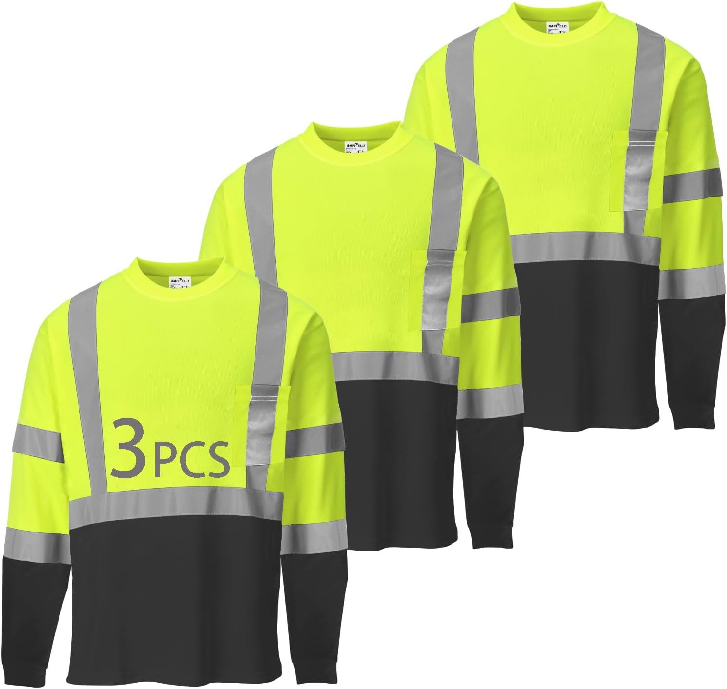 Hi Vis Safety Shirts for Men Reflective Work T-Shirt Pack