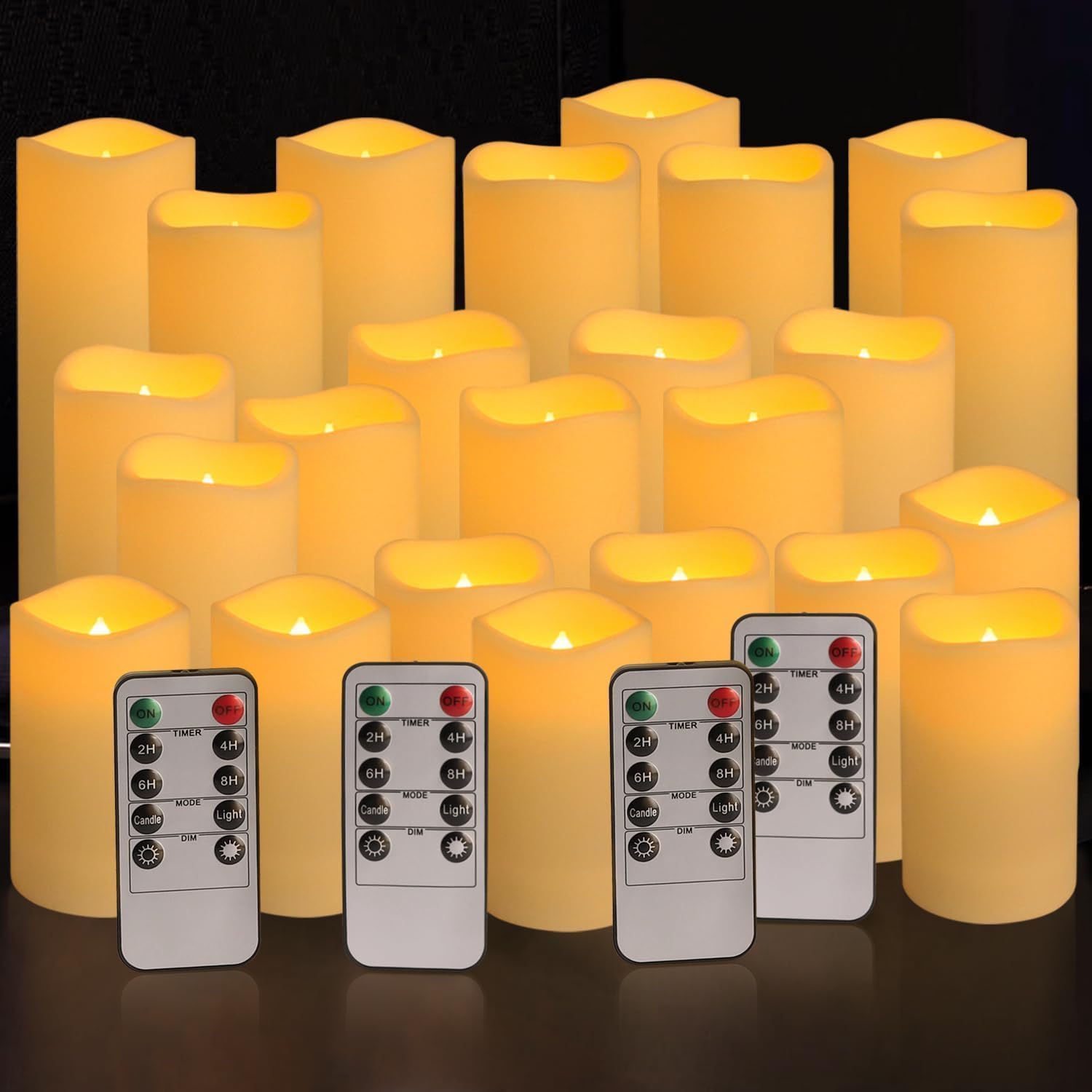 Set of 24 Waterproof Outdoor Flameless Candles for Events