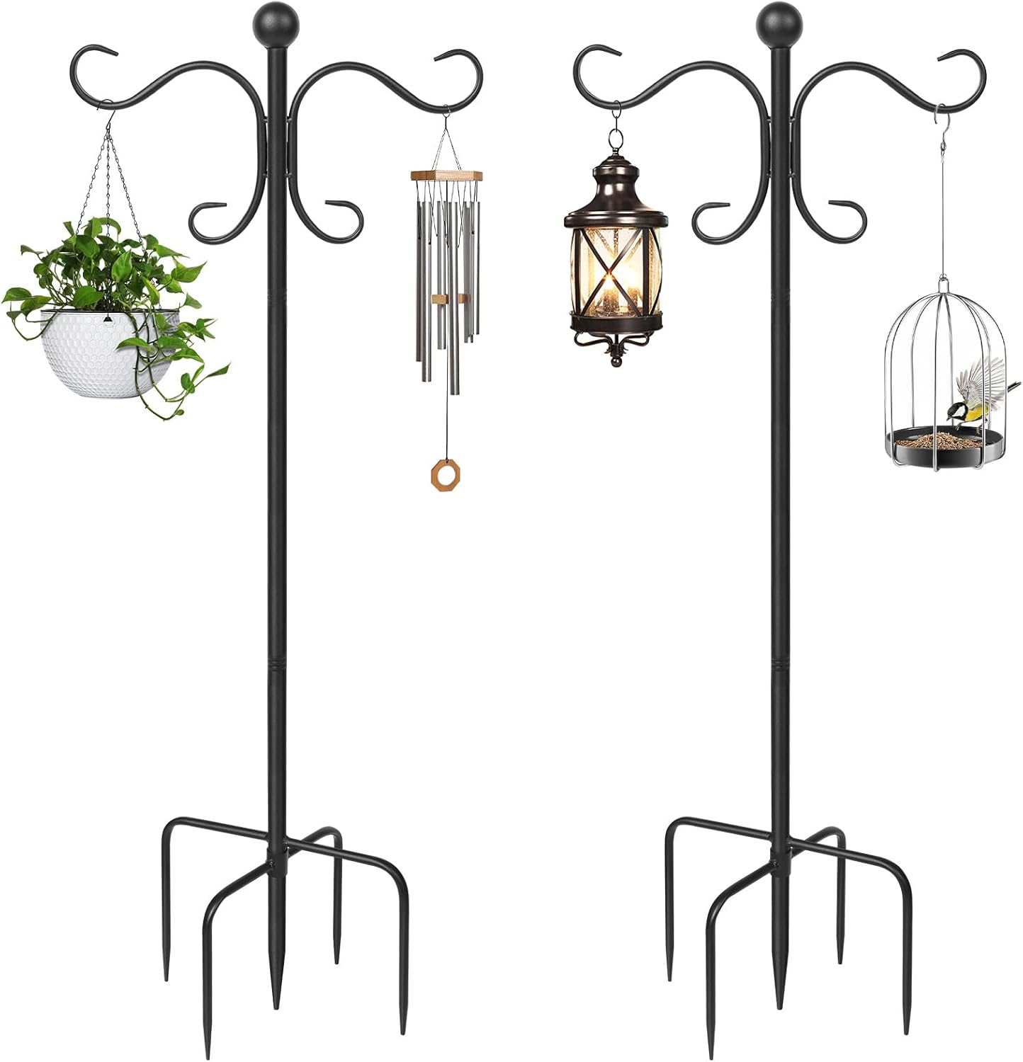 76 Inch Adjustable Double Shepherds Hooks for Outdoor Use