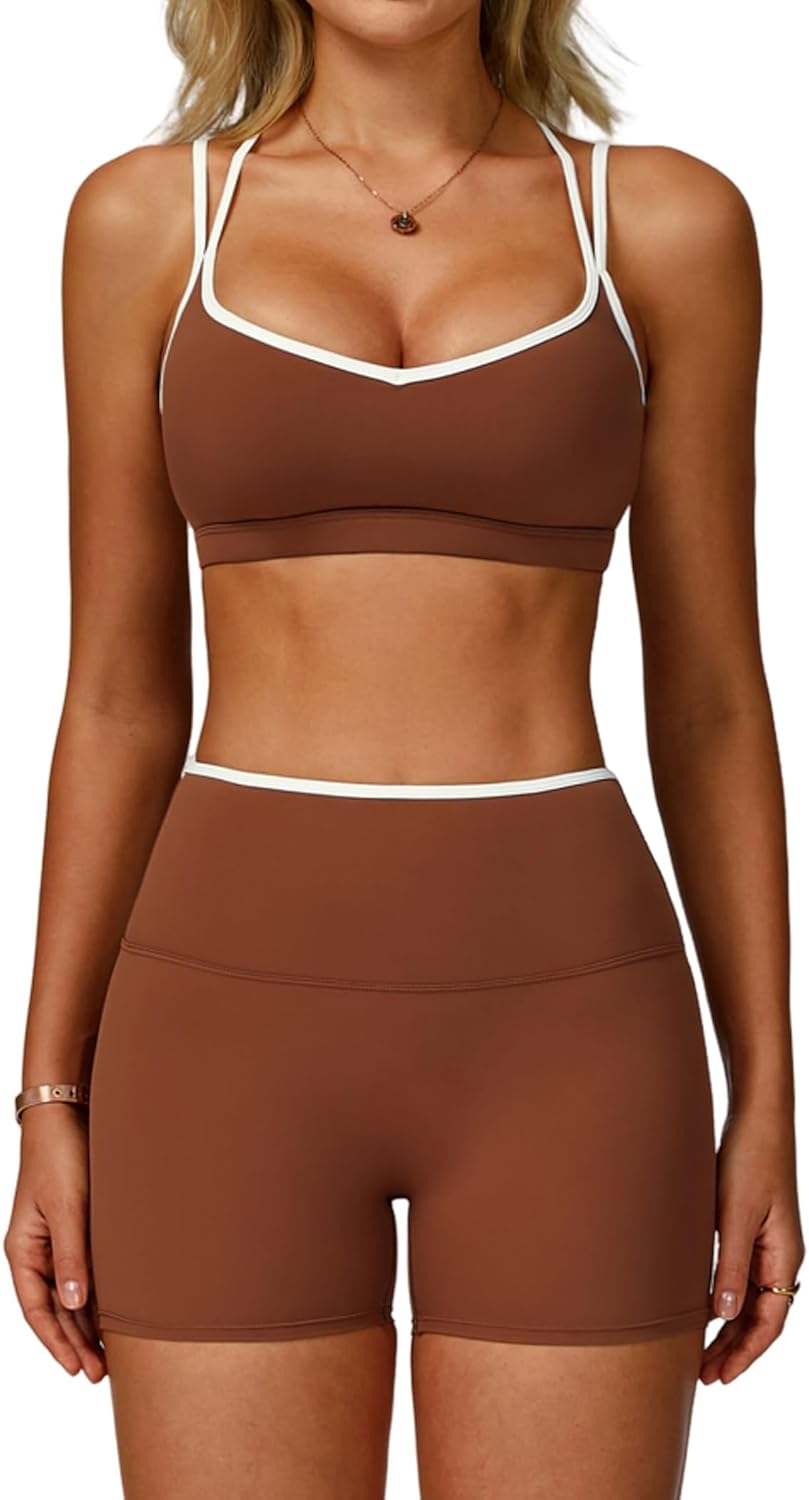 Two Piece Workout Sets for Women with High Waist Shorts