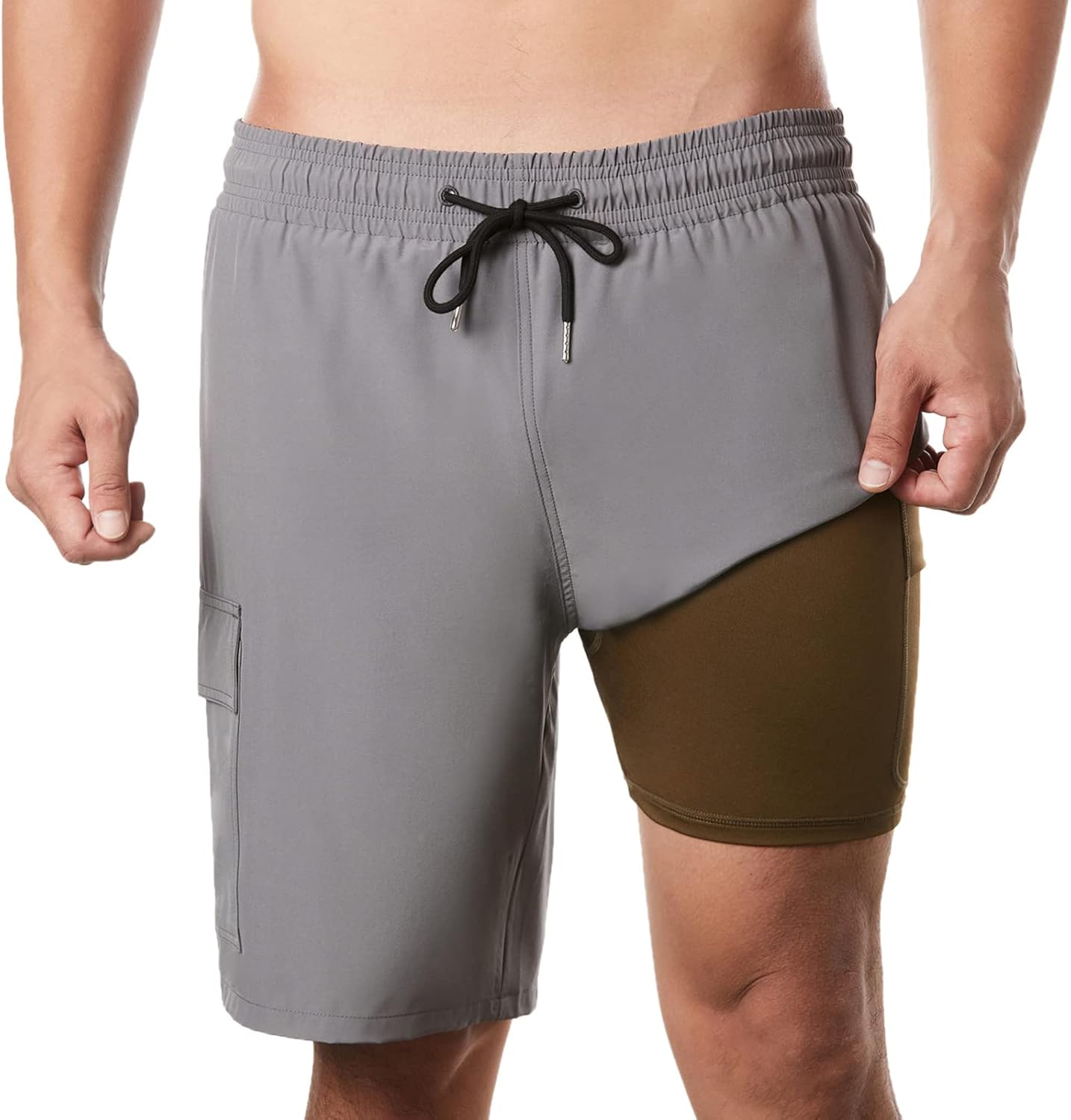 BRISIRA Mens Swim Trunks with Compression Liner for Comfort
