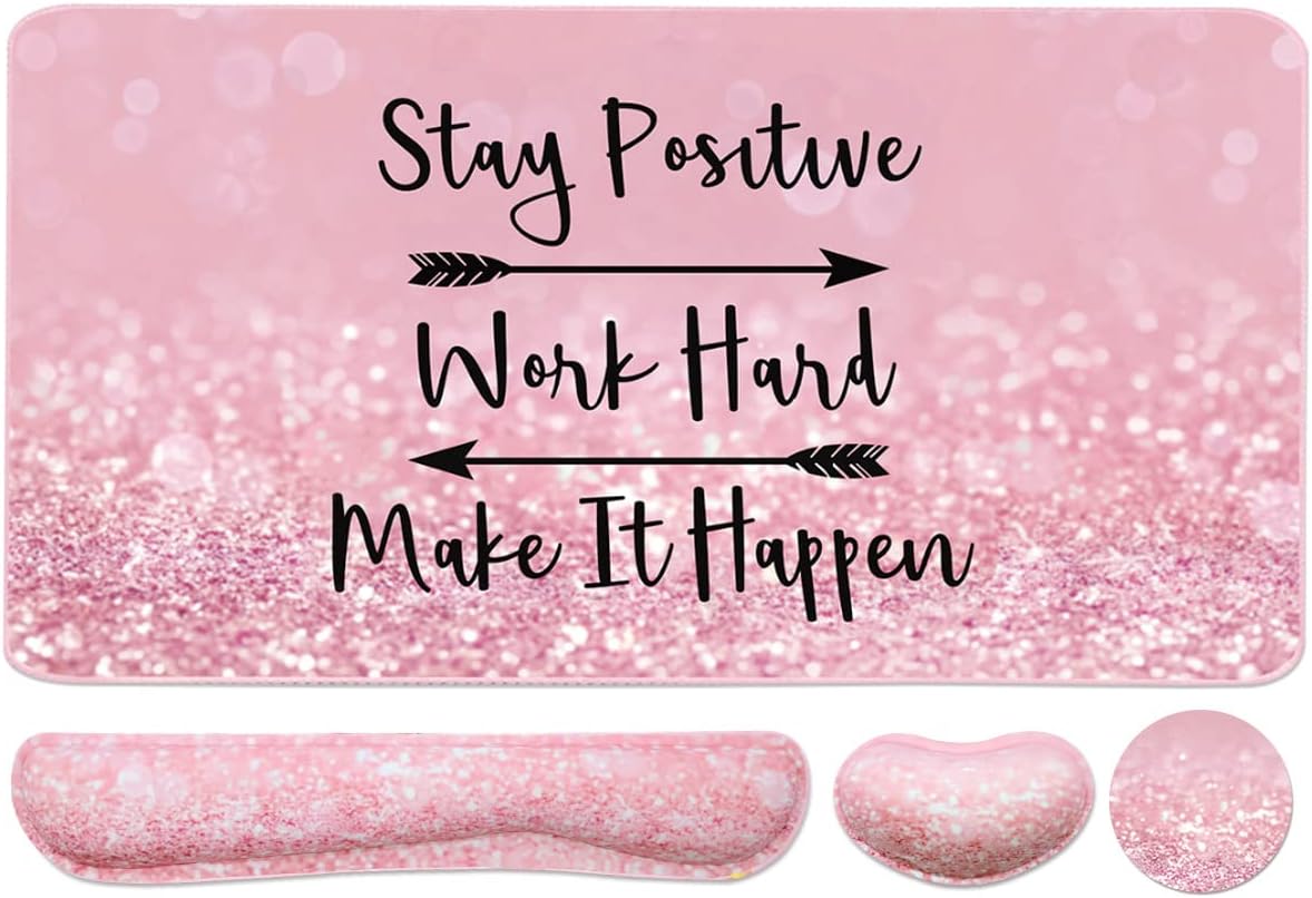 Memory Foam Ergonomic Desk Set - Pink Stay Positive