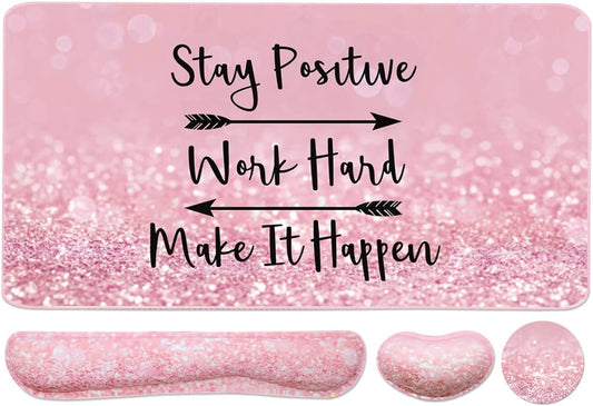 Memory Foam Ergonomic Desk Set - Pink Stay Positive
