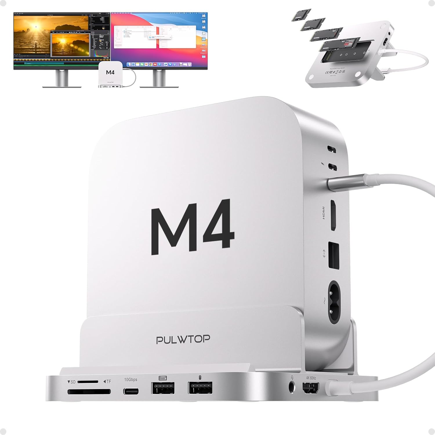 9 in 1 Mac Mini M4 Dock with HDMI 4K & 4TB SSD Enclosure