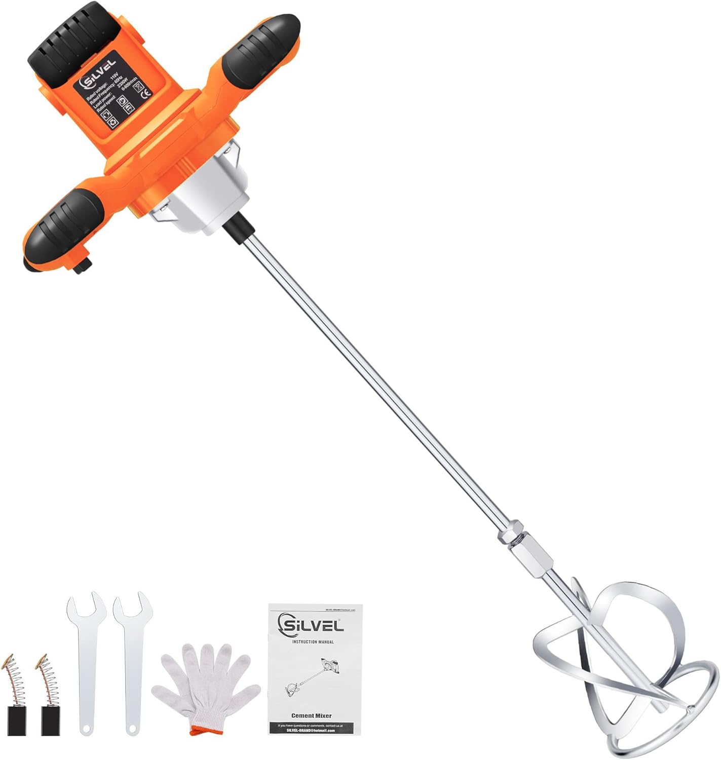 SILVEL Cement Mixer 2300W Handheld Electric Concrete Mixer
