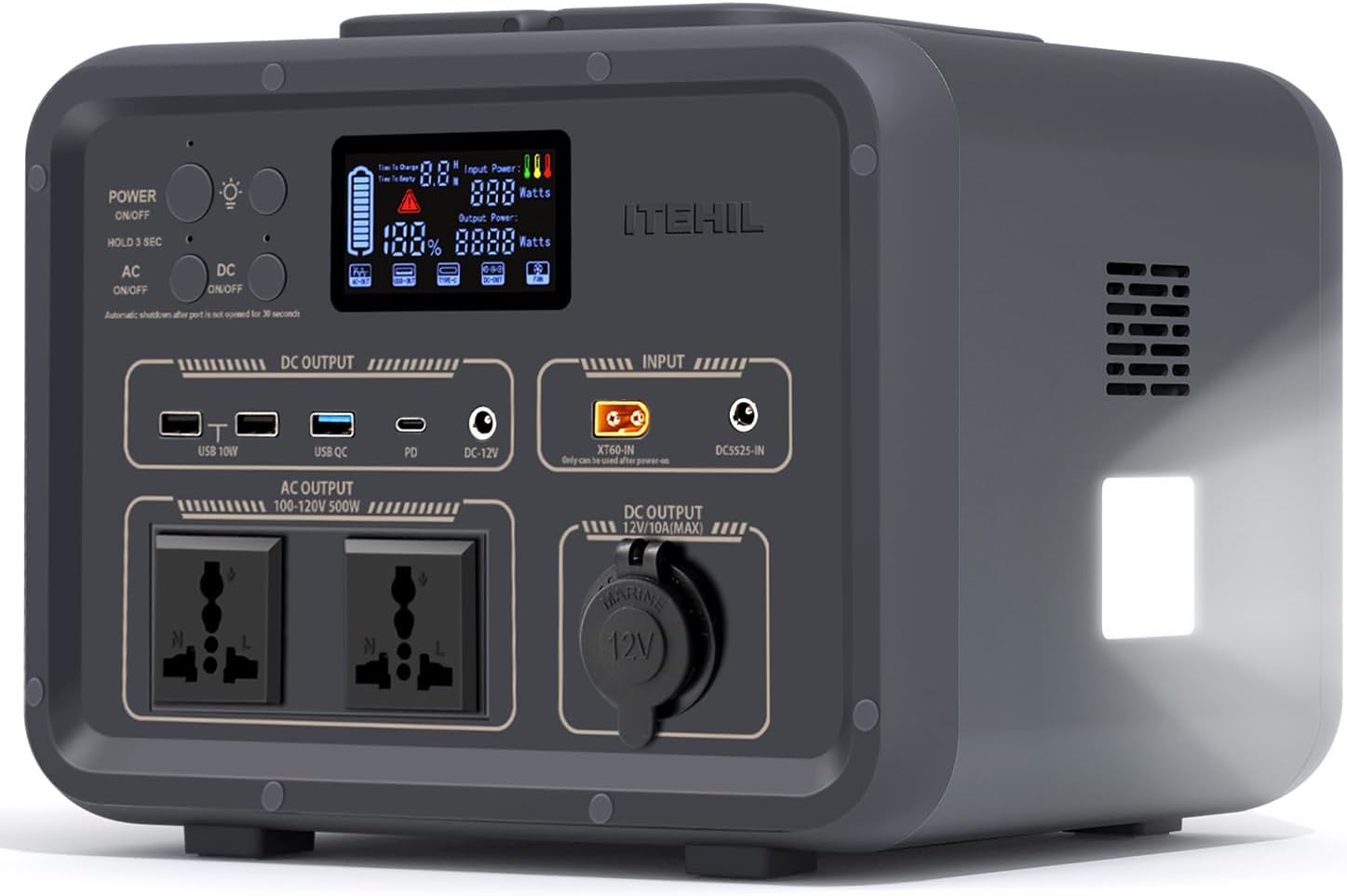 ITEHIL Portable Power Station - 500W Solar Generator for Off-grid Power!