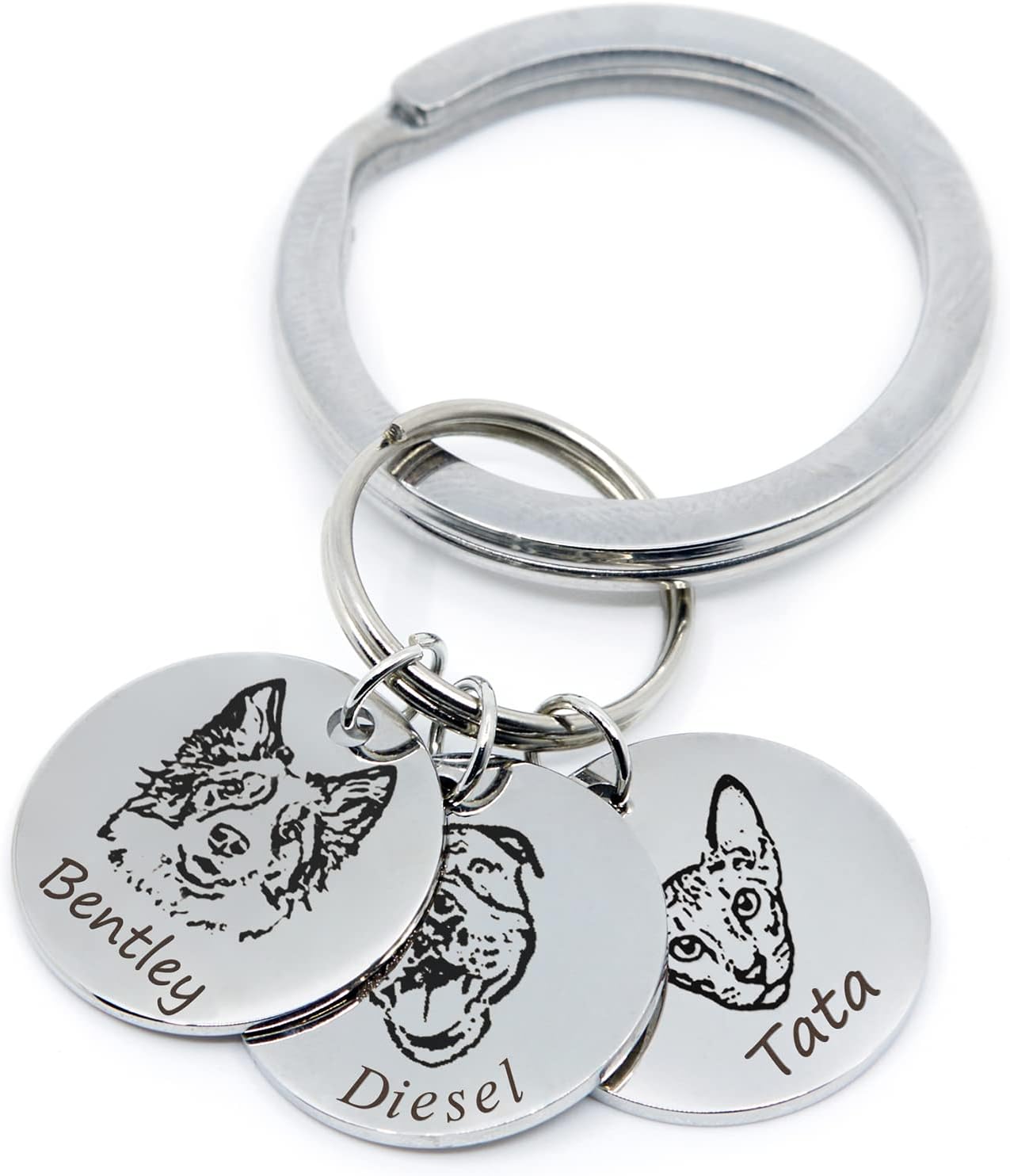 Custom Pet Portrait Keychain for Dog and Cat Lovers Gifts