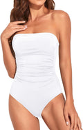 One Piece Tummy Control Swimsuit Strapless Bandeau - Slimming Fit down