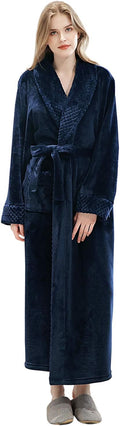 Womens Long Fleece Robe Floor Length Microfleece - Cozy & Warm