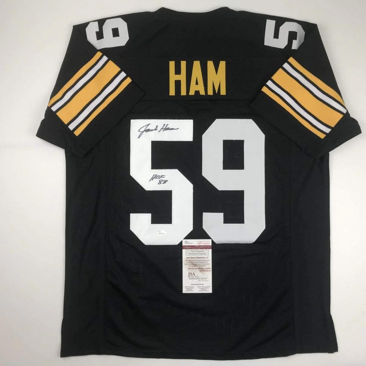 Autographed Jack Ham HOF 88 Pittsburgh Black Football Jersey