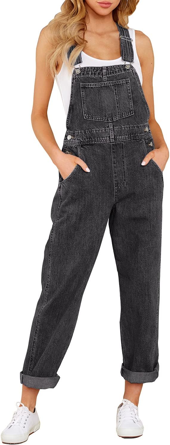 Luvamia Women's Casual Stretch Adjustable Denim Bib Overalls