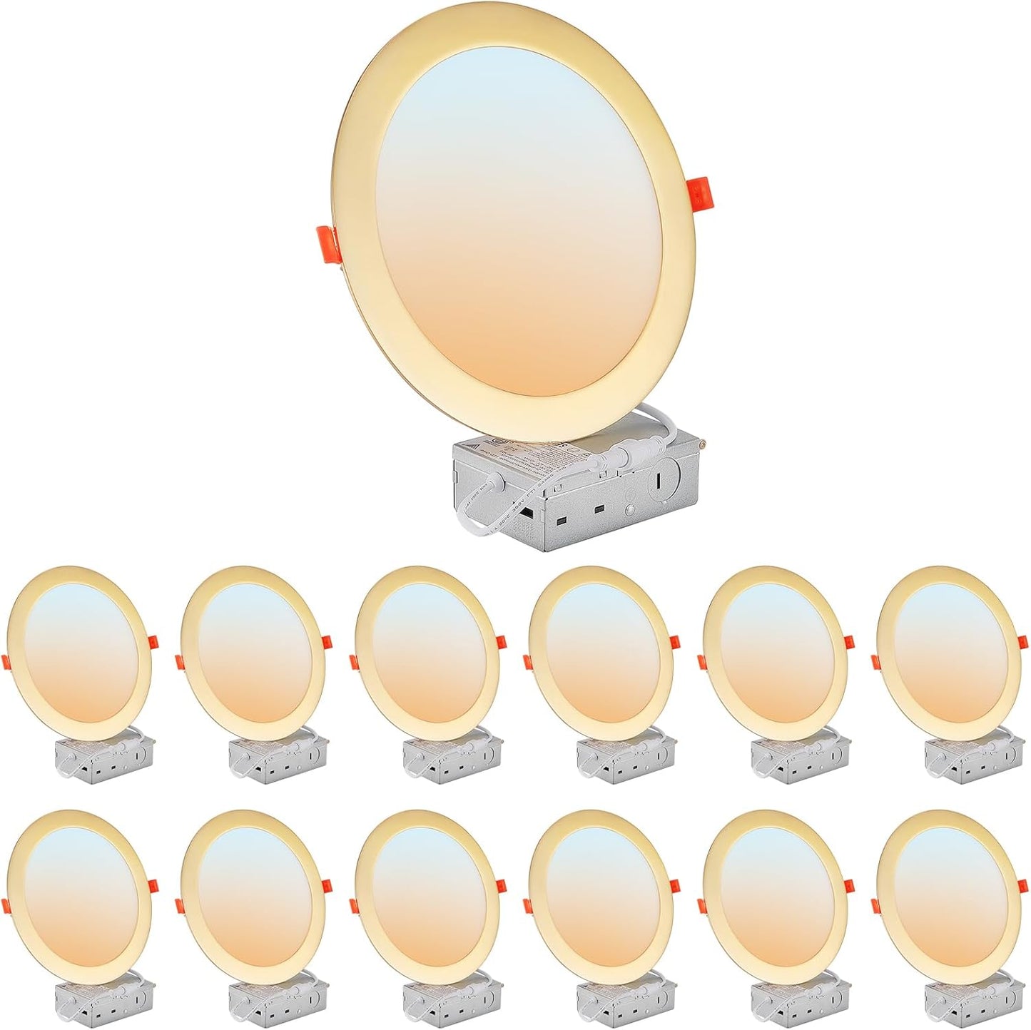 DLLT LED Recessed Ceiling Lights: Ultra-Thin 8 Inch 12 Pack