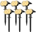 Solar Spot Lights Outdoor 6 Pack - Long-Run 56 LED Warm White