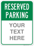 Reserved Parking Sign Custom Green Sign 18x24 in - Durable, Fade