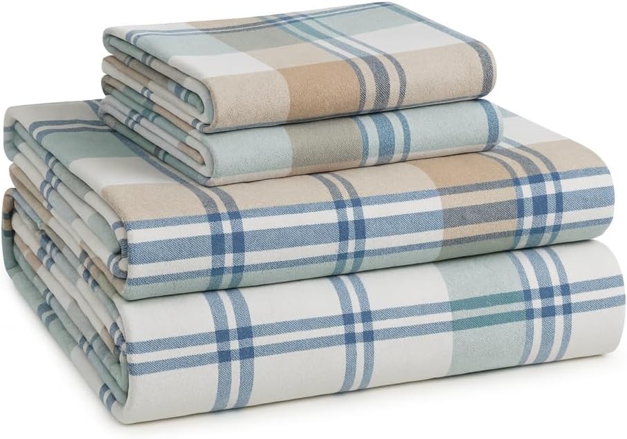 Queen Flannel Sheets Set - 100% Cotton Softness for Comfort