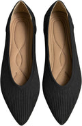 Women's Pointed Toe Knit Ballet Flats - Comfortable All-Day Wear these