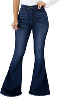 CuteCherry Bell Bottom Jeans for Women - Flared Raw Hem Comfort