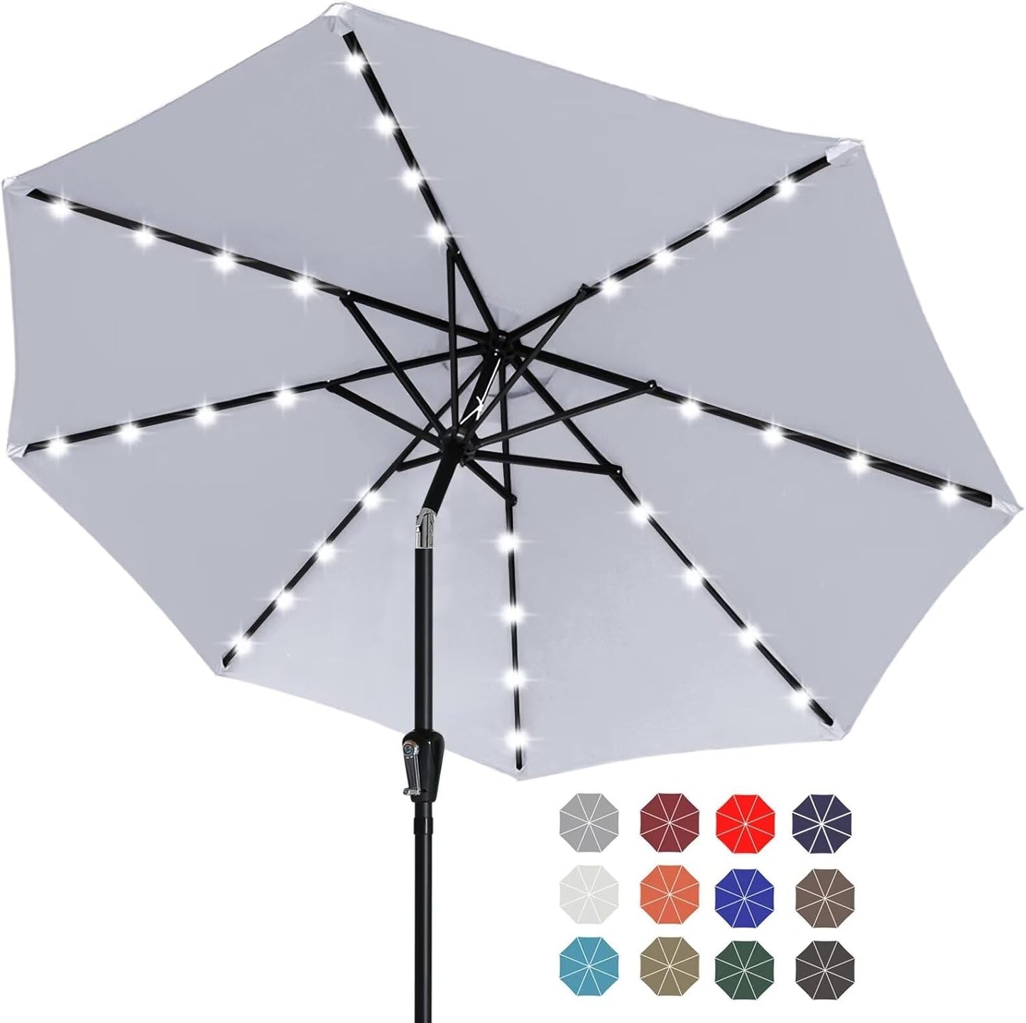Durable Solar Led Patio Umbrellas with 32LED Lights 9FT
