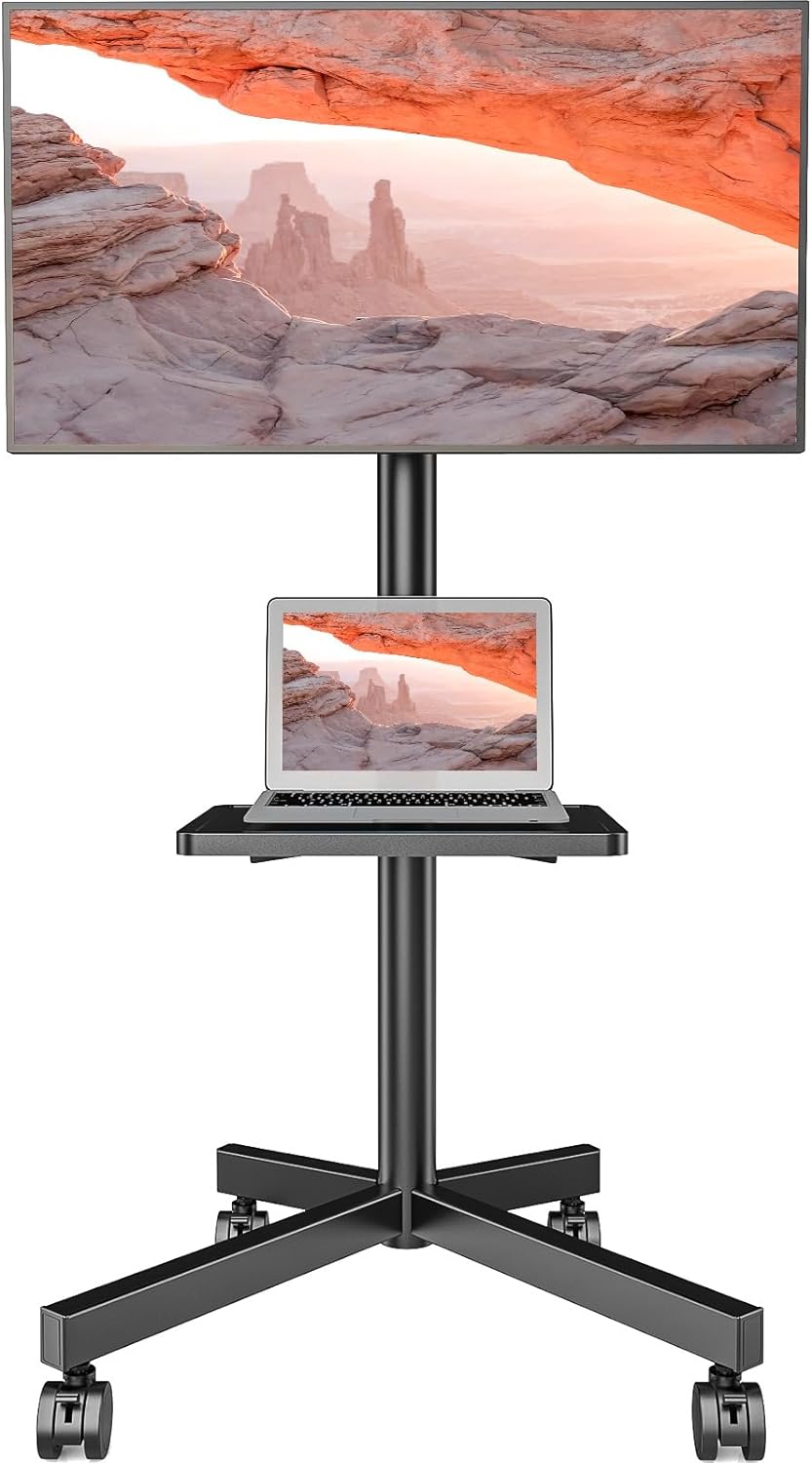 Rolling Mobile TV Stand Holds 88lbs - AX WABER