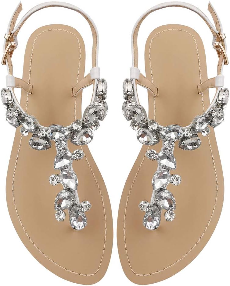 Women's Rhinestone Flat Sandals for Summer Beach Style