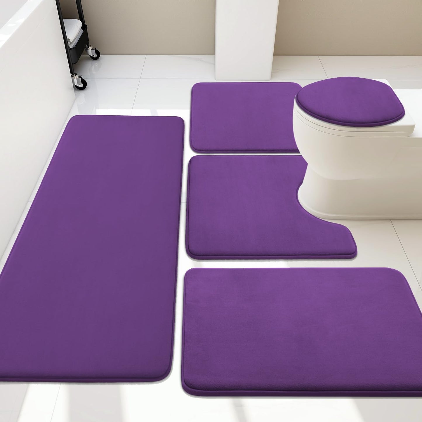 YIHOUSE Bathroom Rug Set 5 Piece - Super Absorbent & Non-Slip