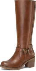 Women's Knee High Boots Chunky Block Heels with Zipper - mysoft