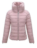 Womens Lightweight Puffer Jacket with Detachable Faux Fur Trim - Warm