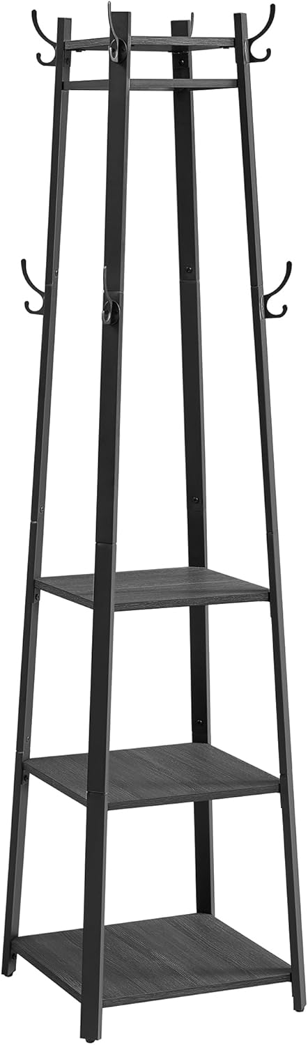 VASAGLE Coat Rack with 3 Shelves for Stylish Entryway Storage