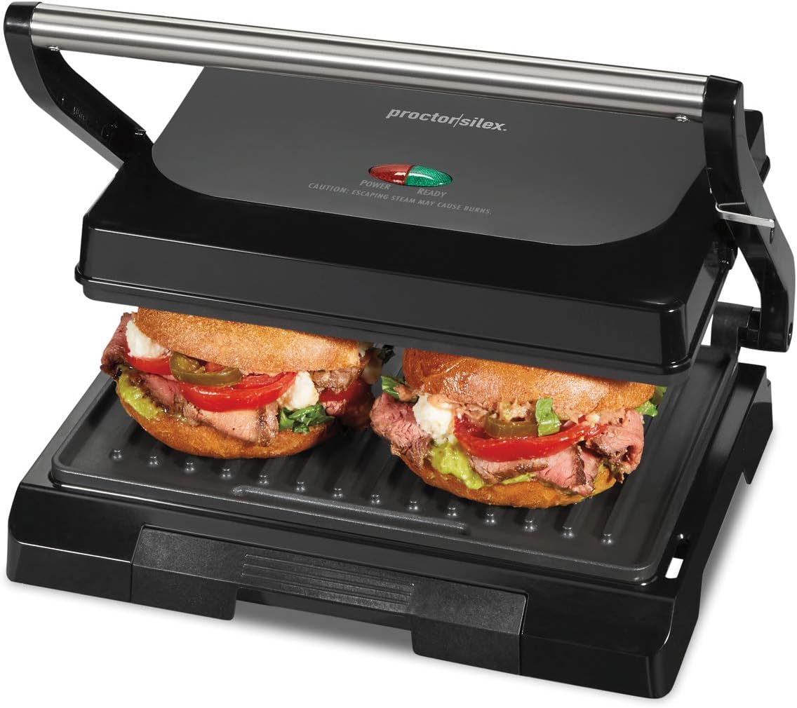 Compact Electric Panini Press - Easy Clean Grids
