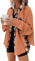 Waffle Knit Plaid Shacket - Cozy Oversized Button Down Jacket SHEWIN