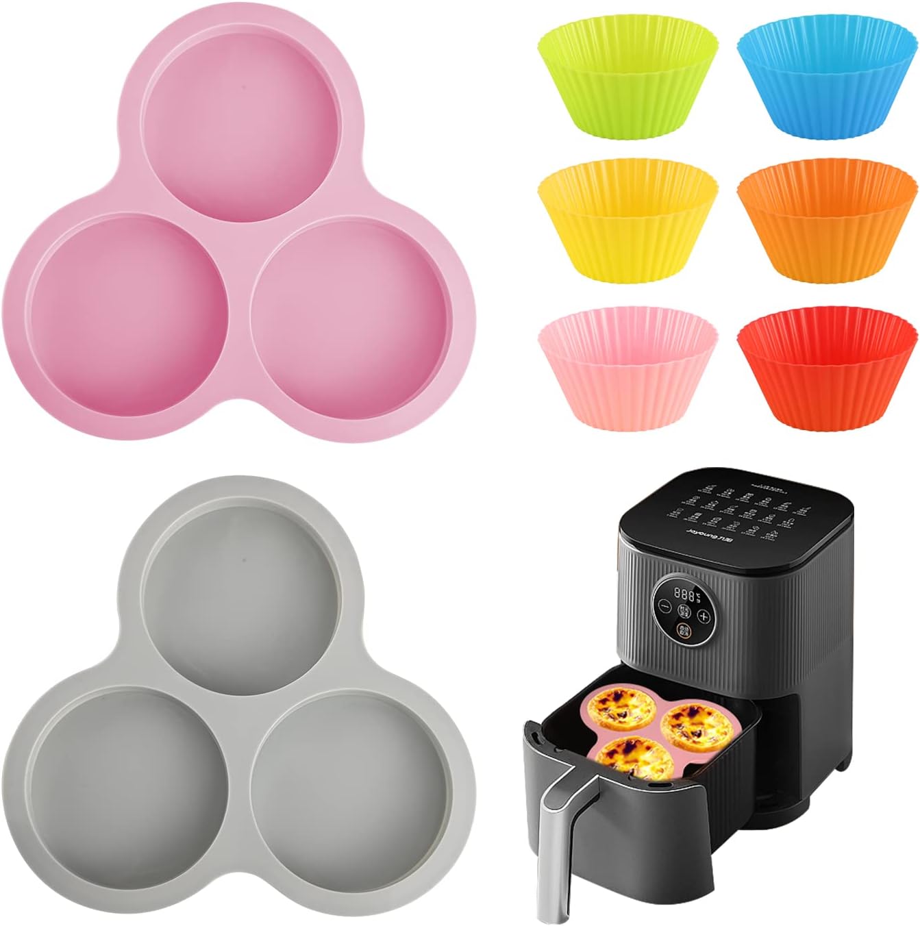 Non-Stick Air Fryer Egg Pan & Baking Cups Set