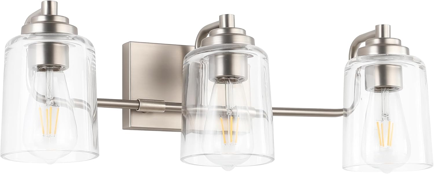 Brushed Nickel Bathroom Lights Over Mirror for Modern Spaces