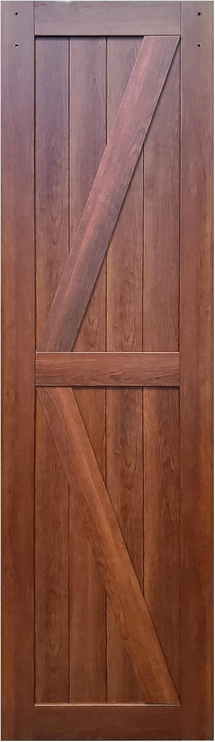 24 in. x 84 in. PVC Barn Door with Brown Wood Texture