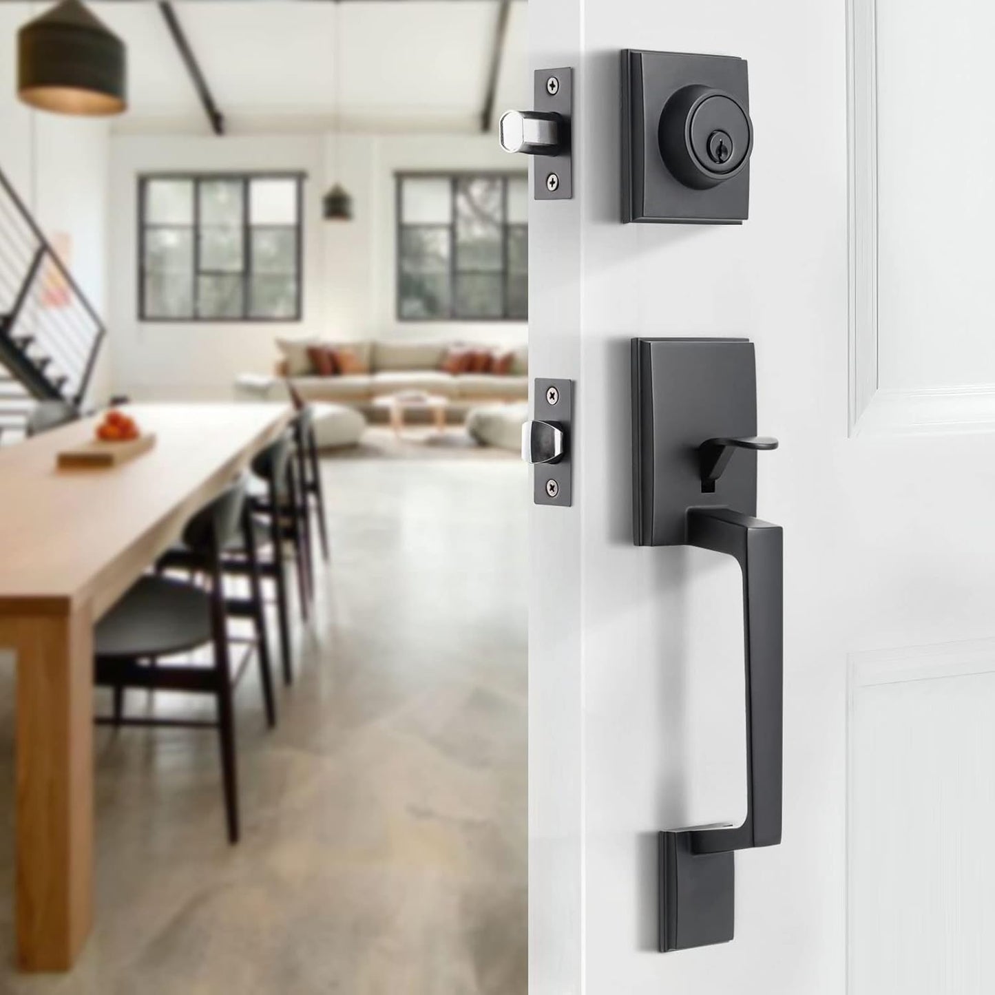 Natsukage Front Door Handle Set for Heavy Duty Security and Style