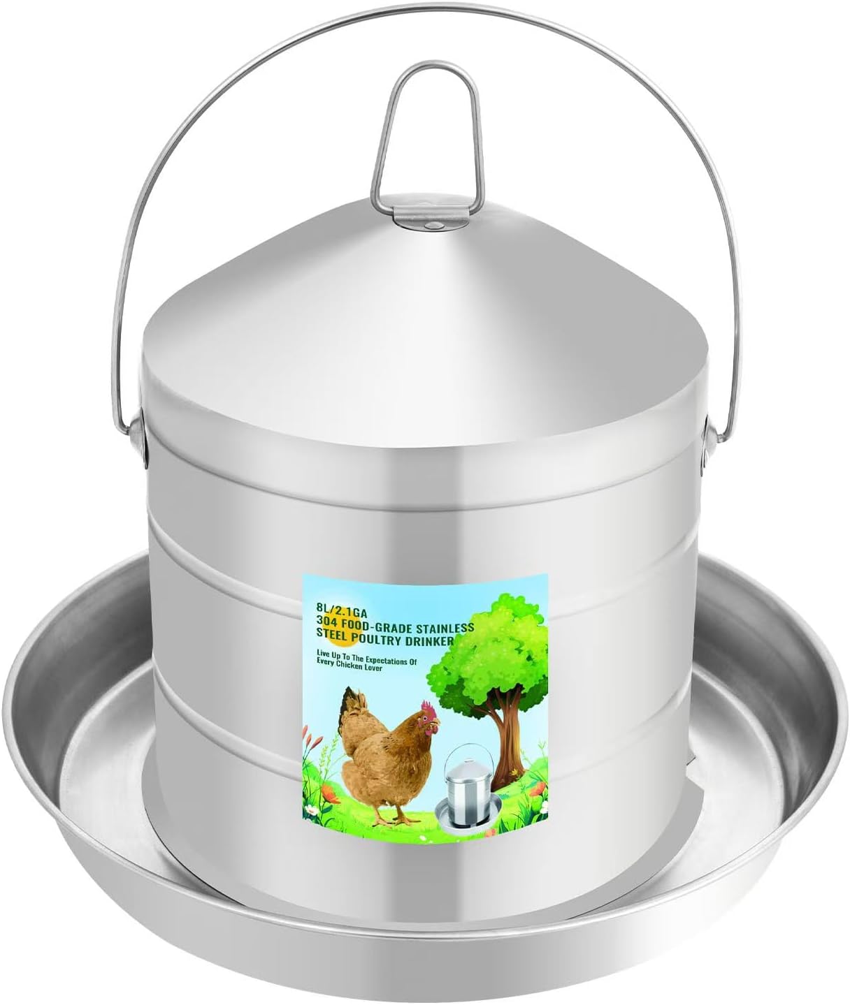 8L Stainless Steel Automatic Chicken Waterer