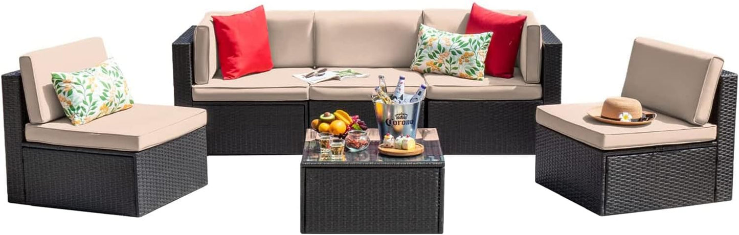 Devoko Patio Furniture Sets 6 Pieces Outdoor Sectional Sofa