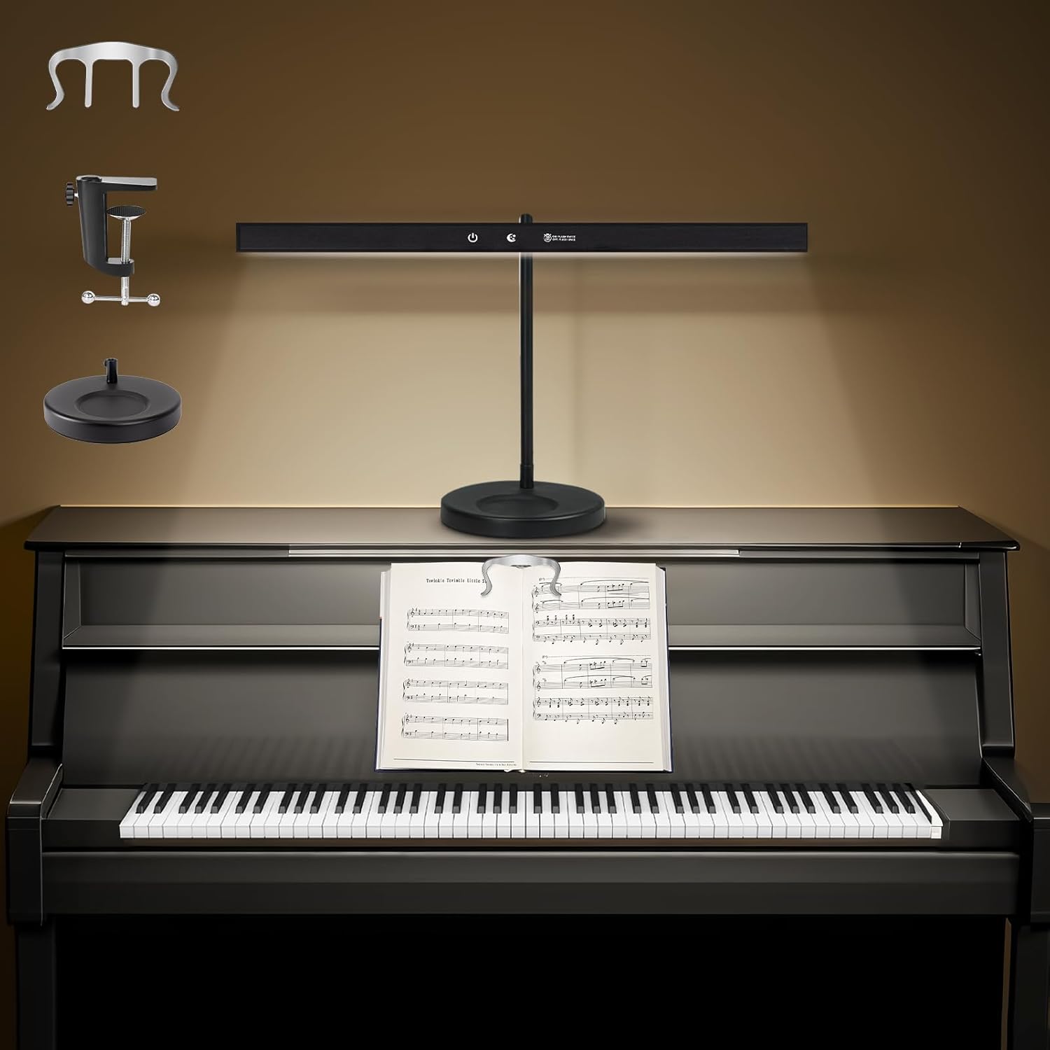 Dimmable LED Piano Light with Flexible Gooseneck for Musicians