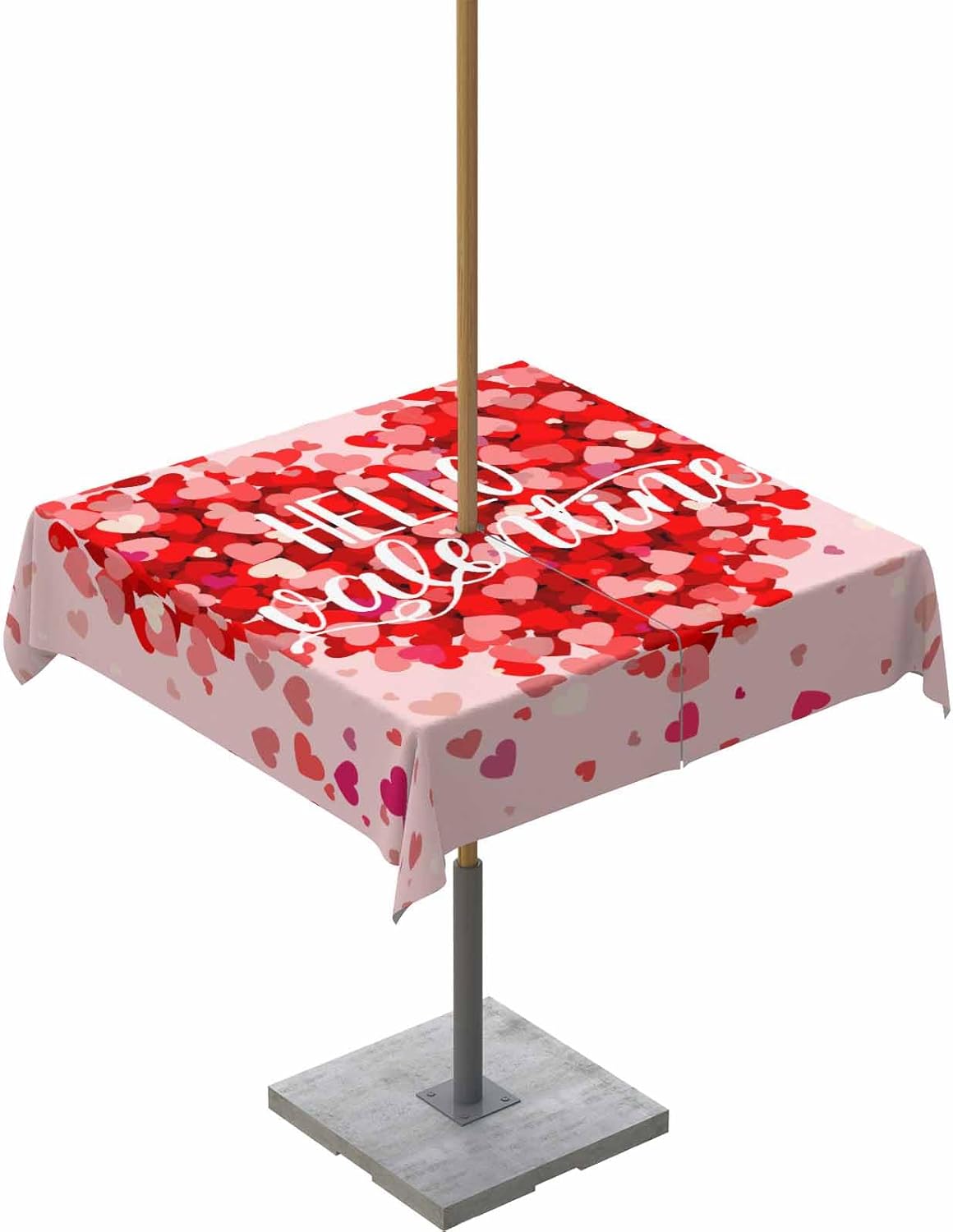 Romantic Heart Tablecloth - Waterproof & Zippered, 54x54in