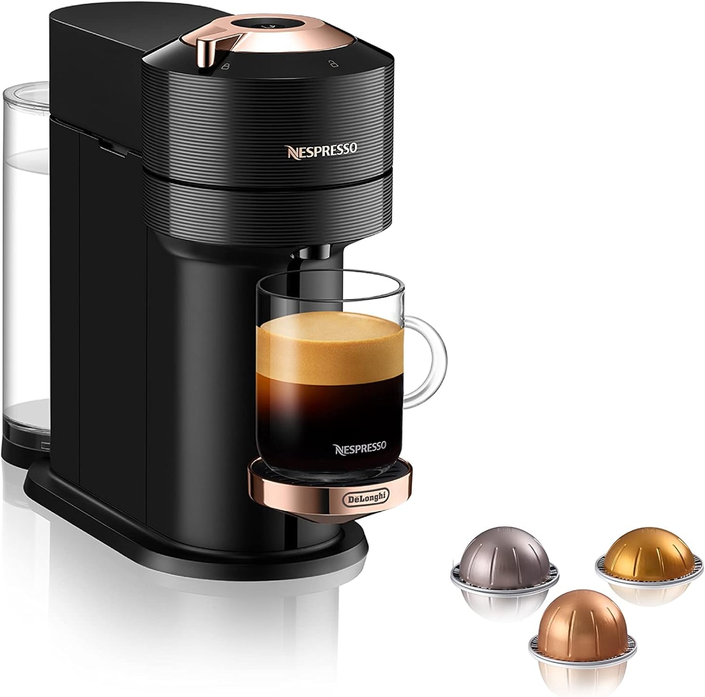 Nespresso Vertuo Next: Rich Coffee & Espresso in Chic Black/Rose Gold