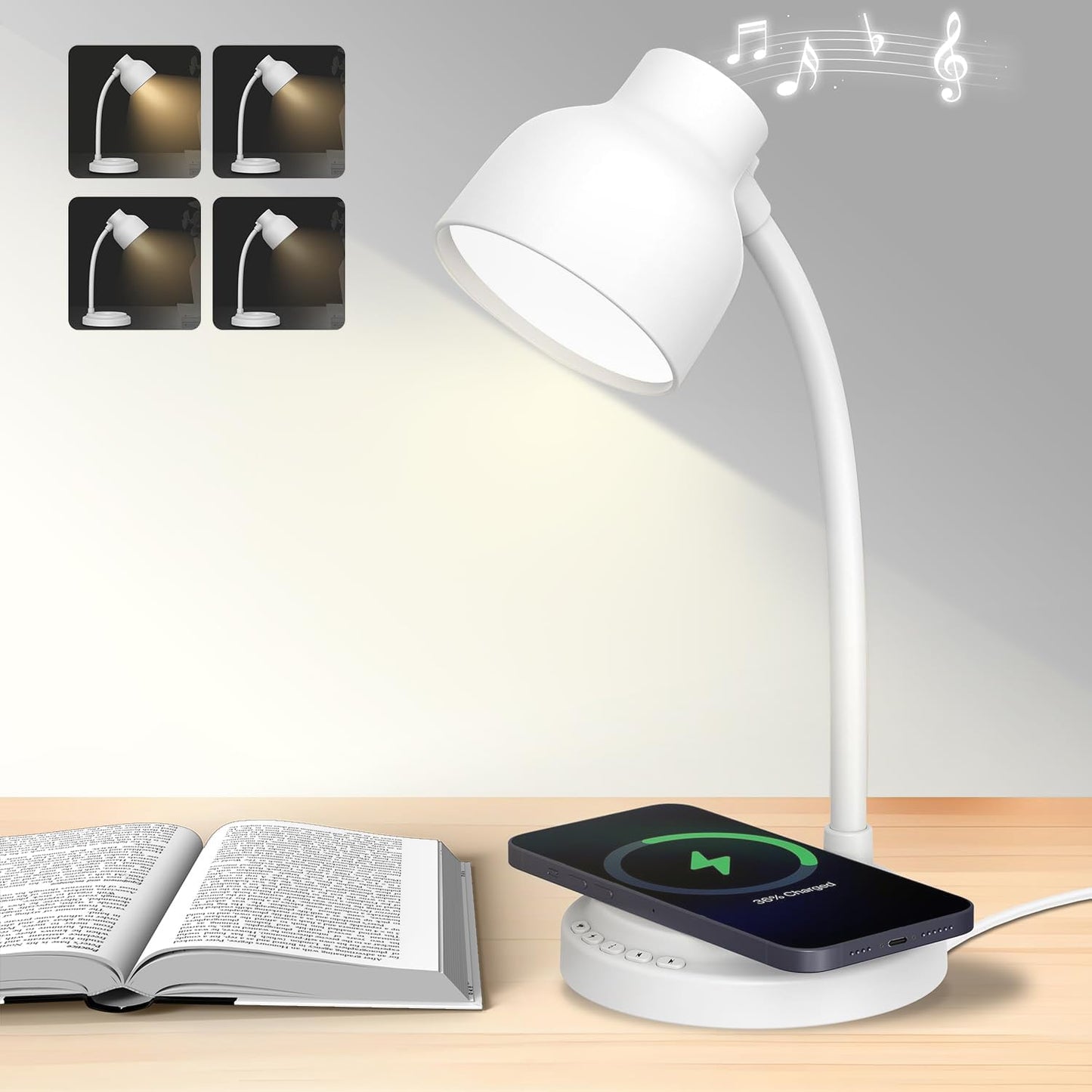 Multifunctional LED Desk Lamp with Wireless Charging & Speaker