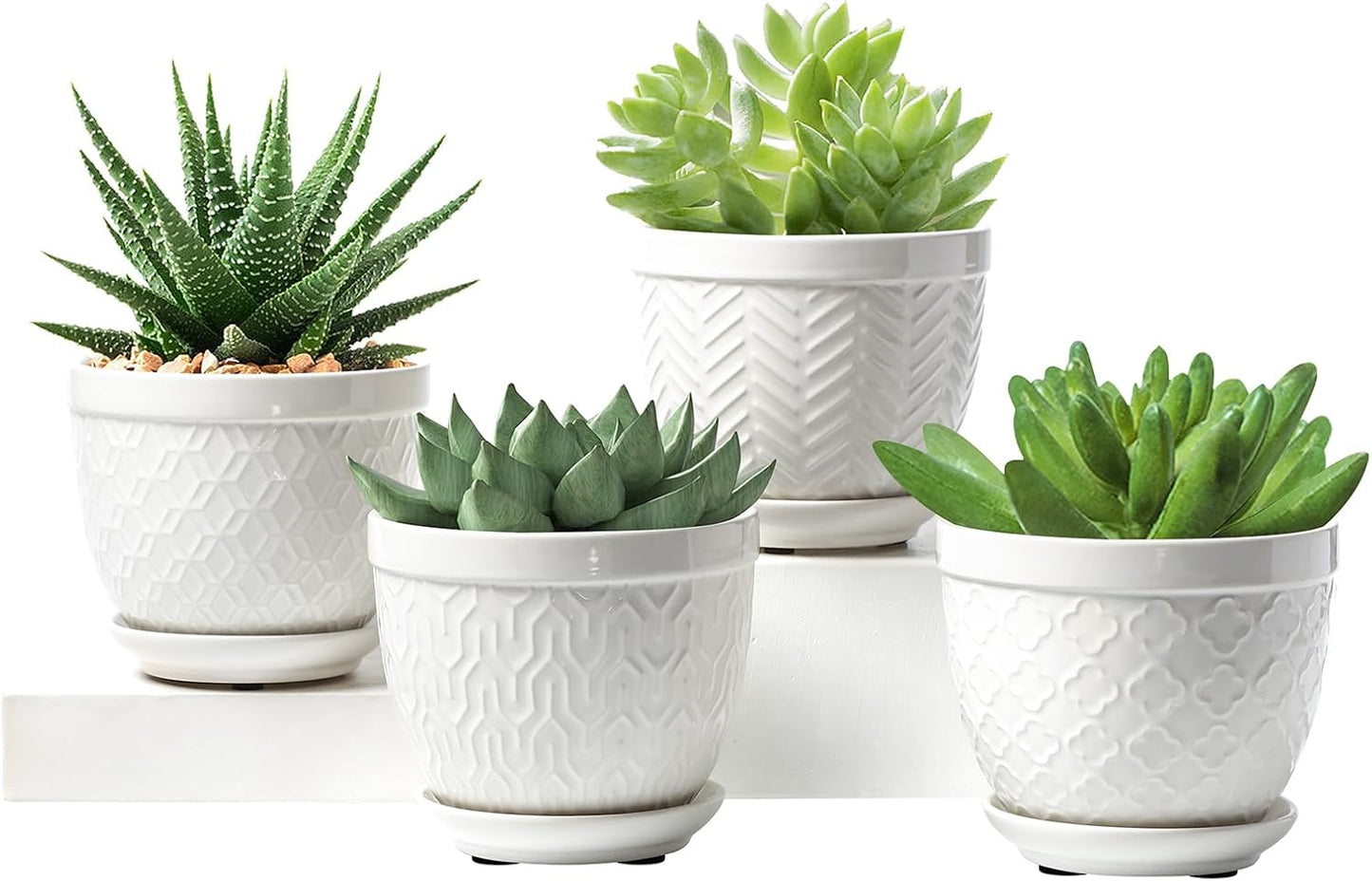 Sureasy Ceramic Plant Pots for Indoor Plants - Set of 4 White