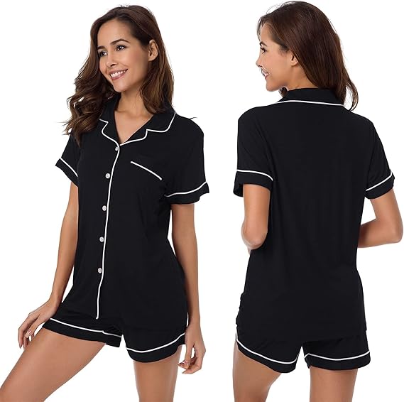 SIORO Womens Pajamas Set Short Sleeve Cotton Pj Sets for Comfort