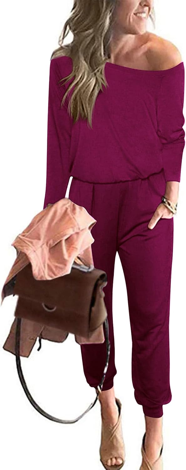 PRETTYGARDEN Jumpsuits for Women: Dressy Fall Off Shoulder Style