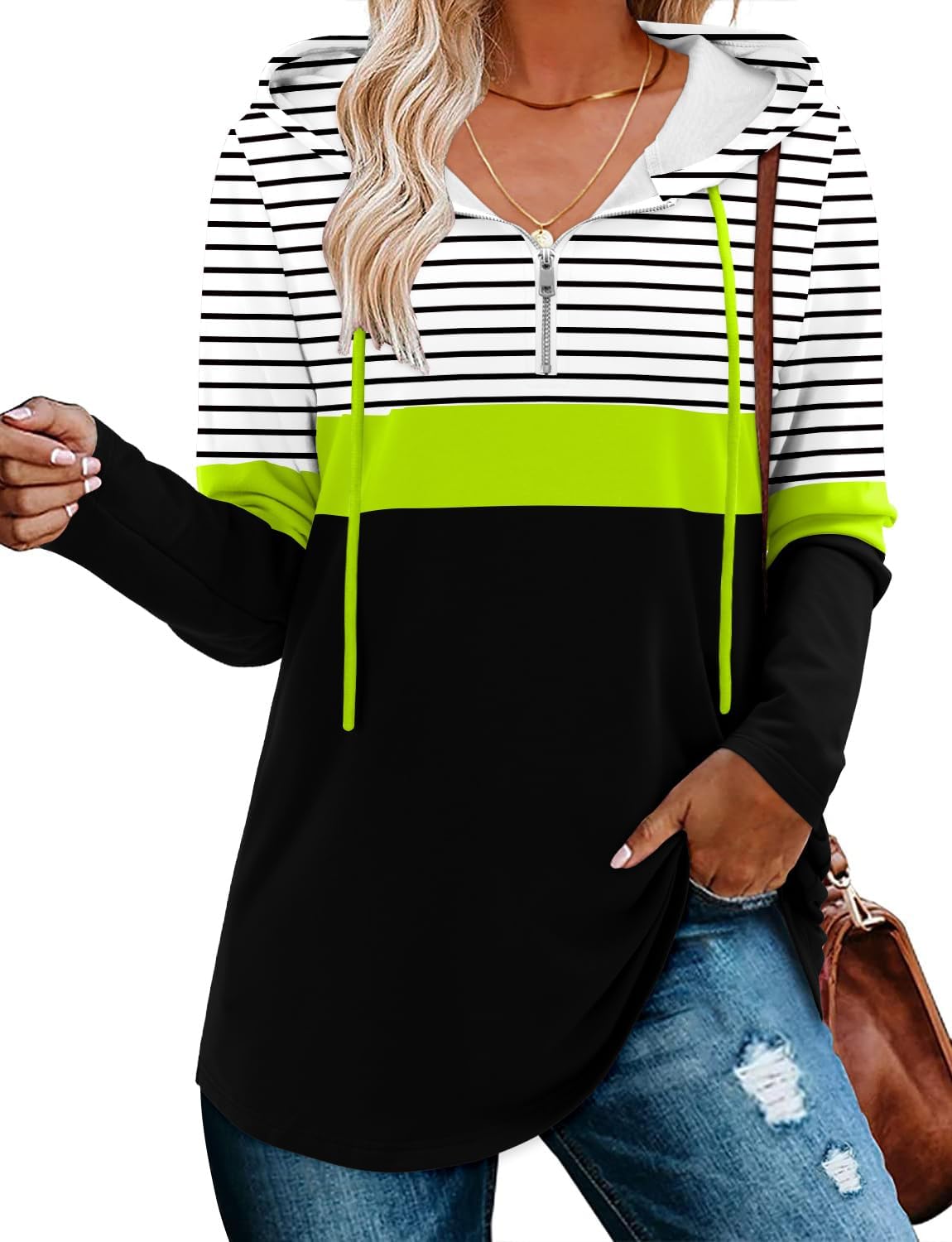 BETTE BOUTIK Womens Quarter Zip Tunic Hoodies for Comfort