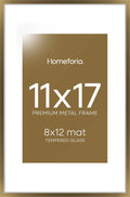 11x17 Bronze Picture Frame Matted to 8x12 - Warm Bronze Poster Frame
