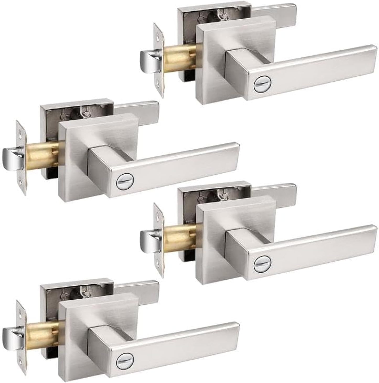 Probrico 4 Pack Square Door Levers for Modern Privacy Locks
