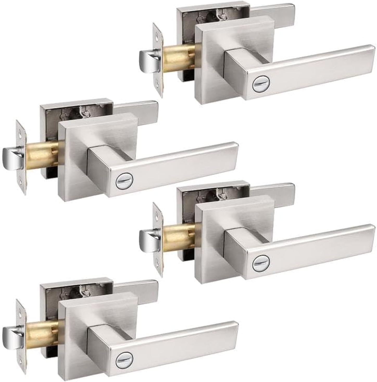 Probrico 4 Pack Square Door Levers for Modern Privacy Locks