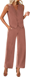 KIRUNDO Womens Two Piece Summer Suit Sets - Lightweight V Neck Crop
