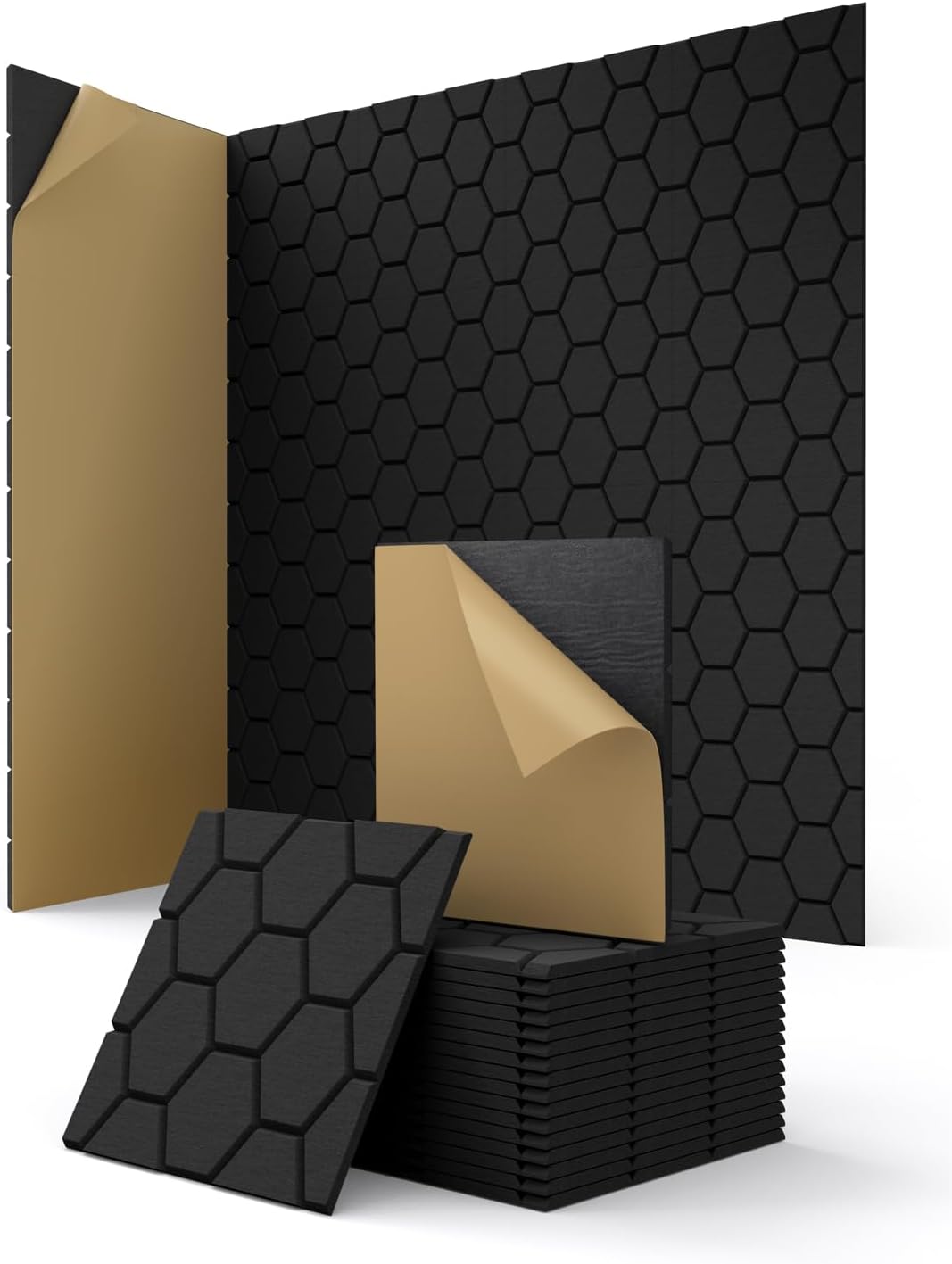 Acoustic Wall Panels Sound Absorbing Hexagon Design 18 Pack
